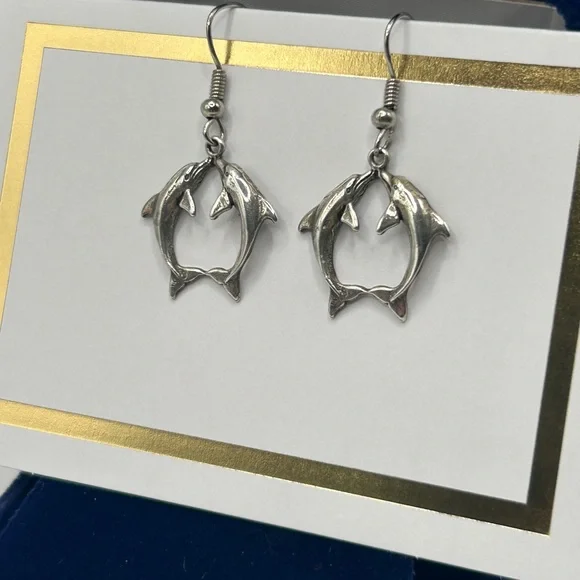 Silver Dolphin Earrings - Picture 2 of 8